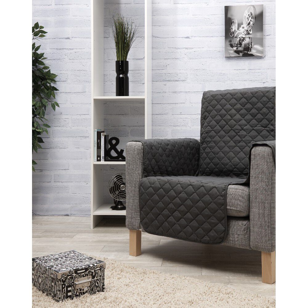 Protège fauteuil gris foncé uni