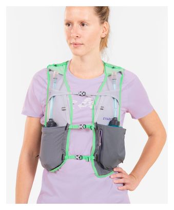 Gilet d'hydratation Trail Femme Kiprun Evadict 8L Gris/Blanc/Vert