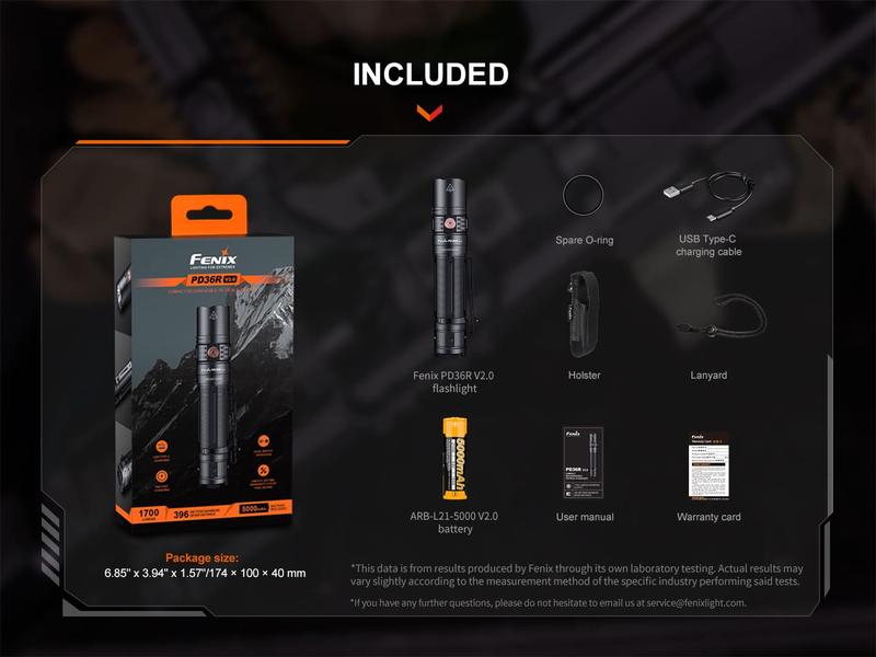 Fenix Taschenlampe PD36R V2.0 Wiederaufladbare LED-Taschenlampe