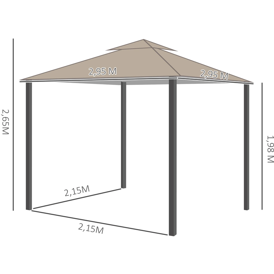 Outsunny Gartenpavillon mit Doppeldach weiß