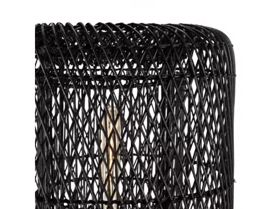 ALIDA - Lampadaire 39x39cm rotin couleur noire pieds acier