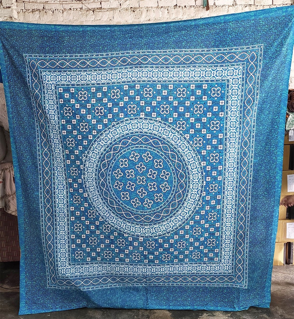 Multifunktionstuch blau-weiß, L 240 cm, B 213 cm von fischer's lagerhaus