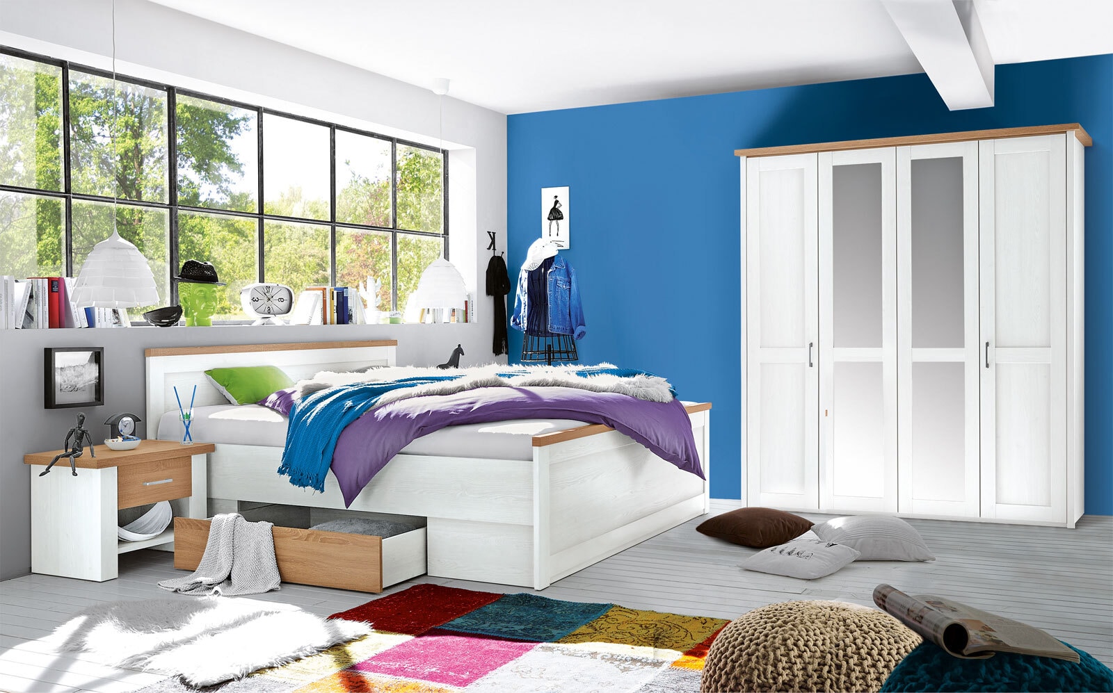 Bett LUCA 180 x 200 cm weiß/ braun