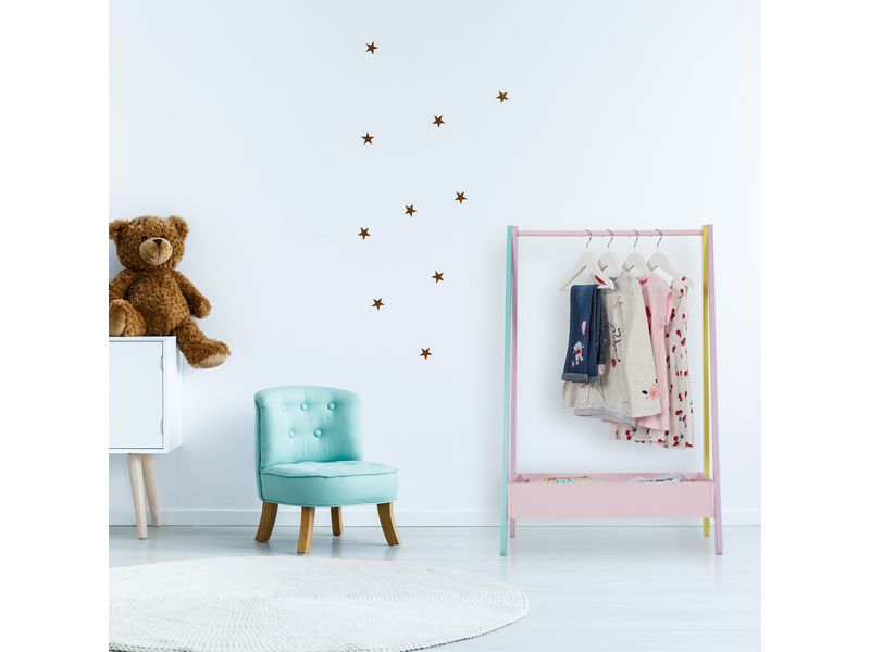 relaxdays Kleiderständer für Kinder 64.5 x 99 cm, Gelb/Rosa Garderobenständer mit Kleiderstange und Ablagefach