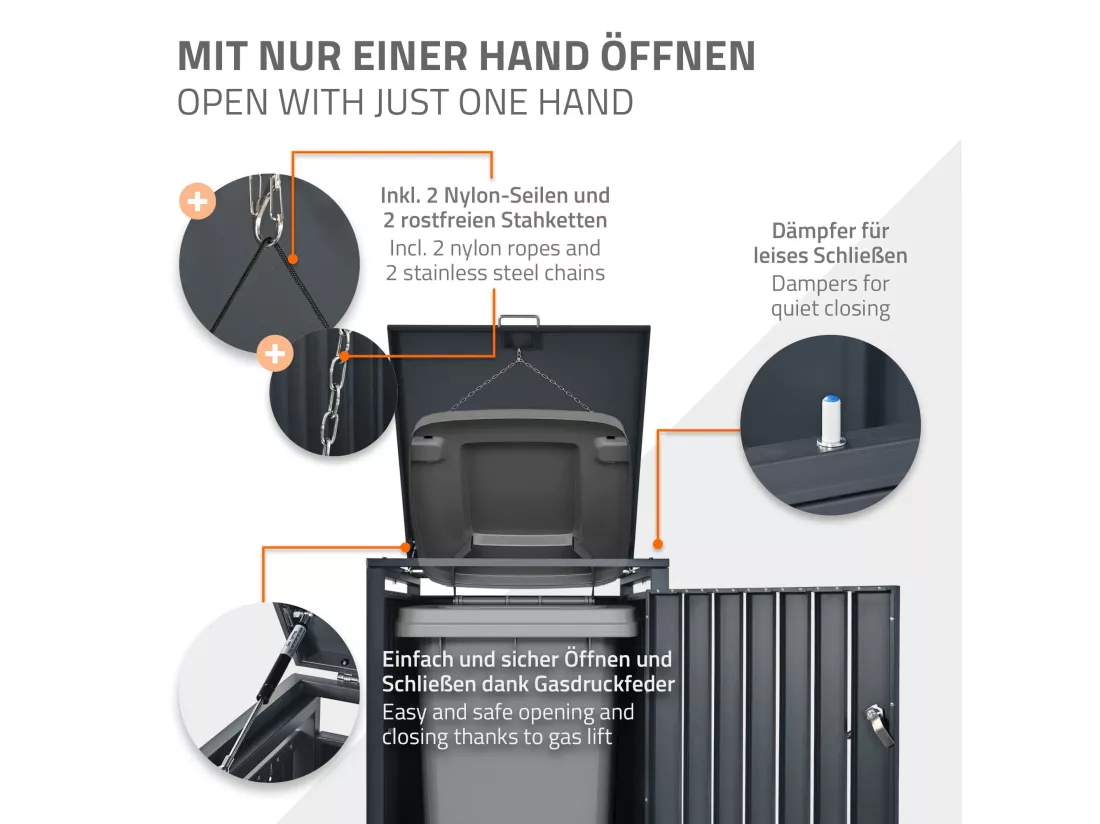Habillage de poubelle acier Corten conteneur extérieur pour 3 poubelles 3x240L