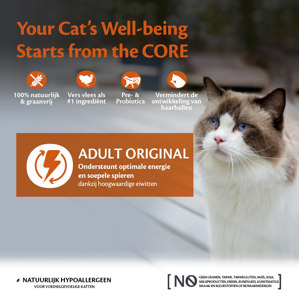 Wellness Core Adult Original - Kattenvoer - 4 Kilogram - kip, kalkoen