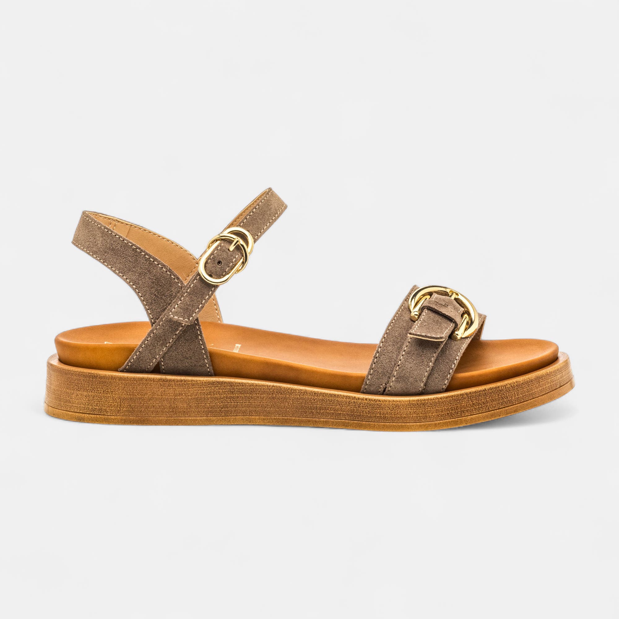Nu-pieds Femme en cuir taupe