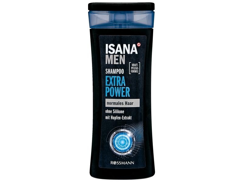 Isana men Shampoo Extra Power Kit 3 x 300 ml Kräftigendes Shampoo Extra Power ohne Silikone für kraftvolles und gesundes Haar