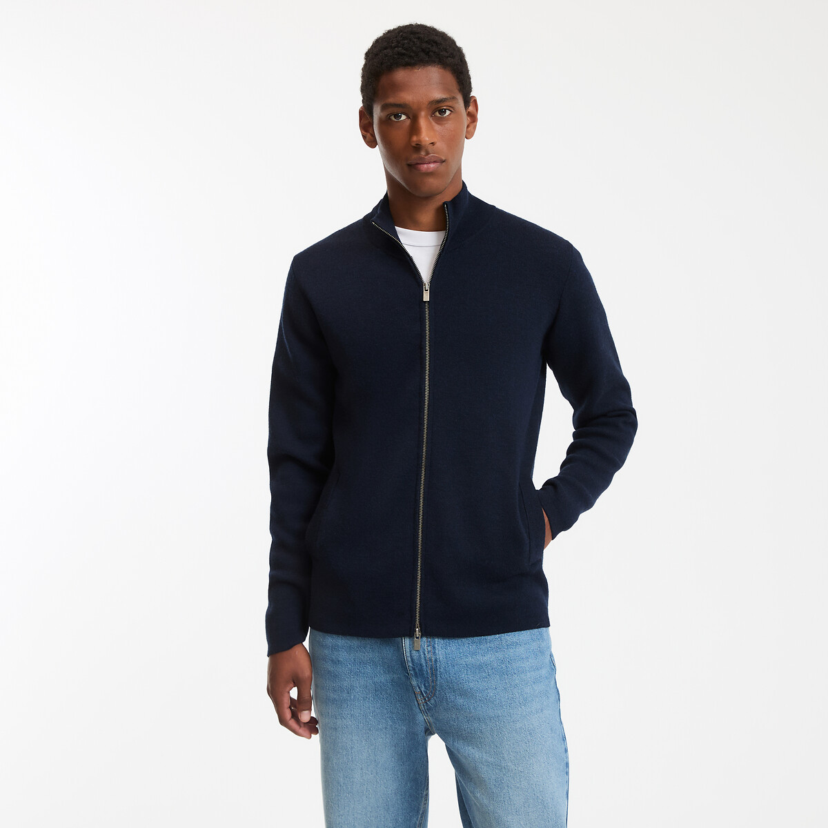 LA REDOUTE COLLECTIONS<br>Cardigã de lã merino com zíper, Signature, SEBASTIEN