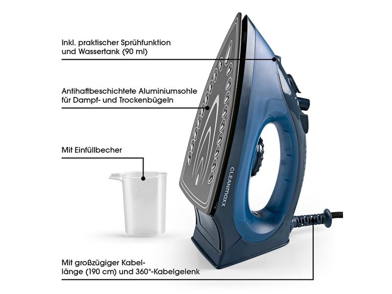 CLEANmaxx Dampfbügeleisen CLEAN edition Bügeleisen mit keramischer Antihaftbeschichtung