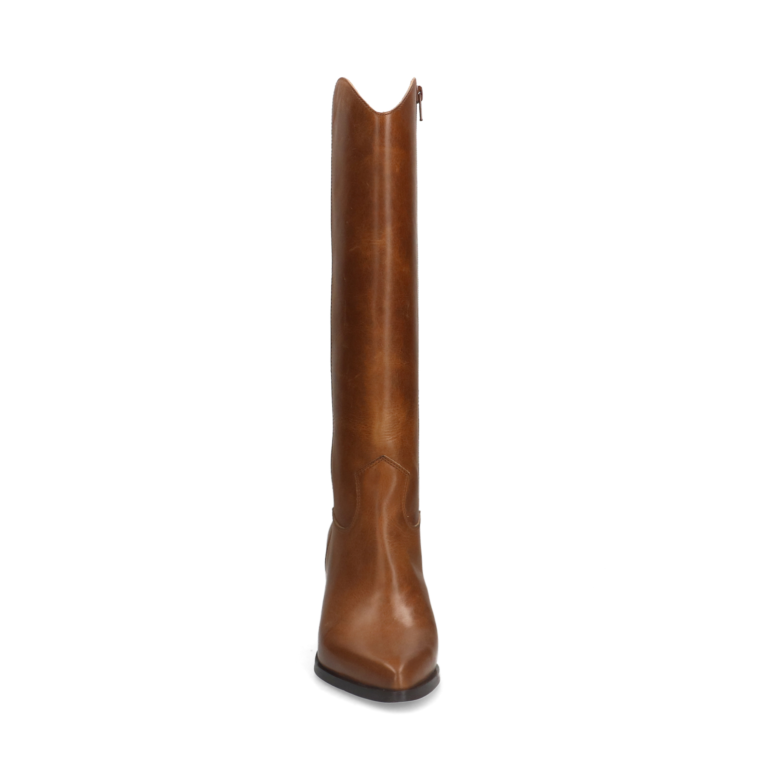 Cognac leren laarzen met hak