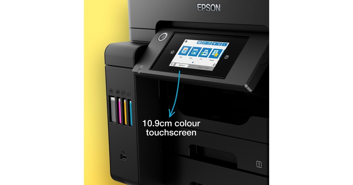 EpsonEcoTank ET-5850 all-in-one inkjetprinter met faxfunctie  (Zwart, Scannen, Kopiëren, Faxen, LAN, Wi-Fi)