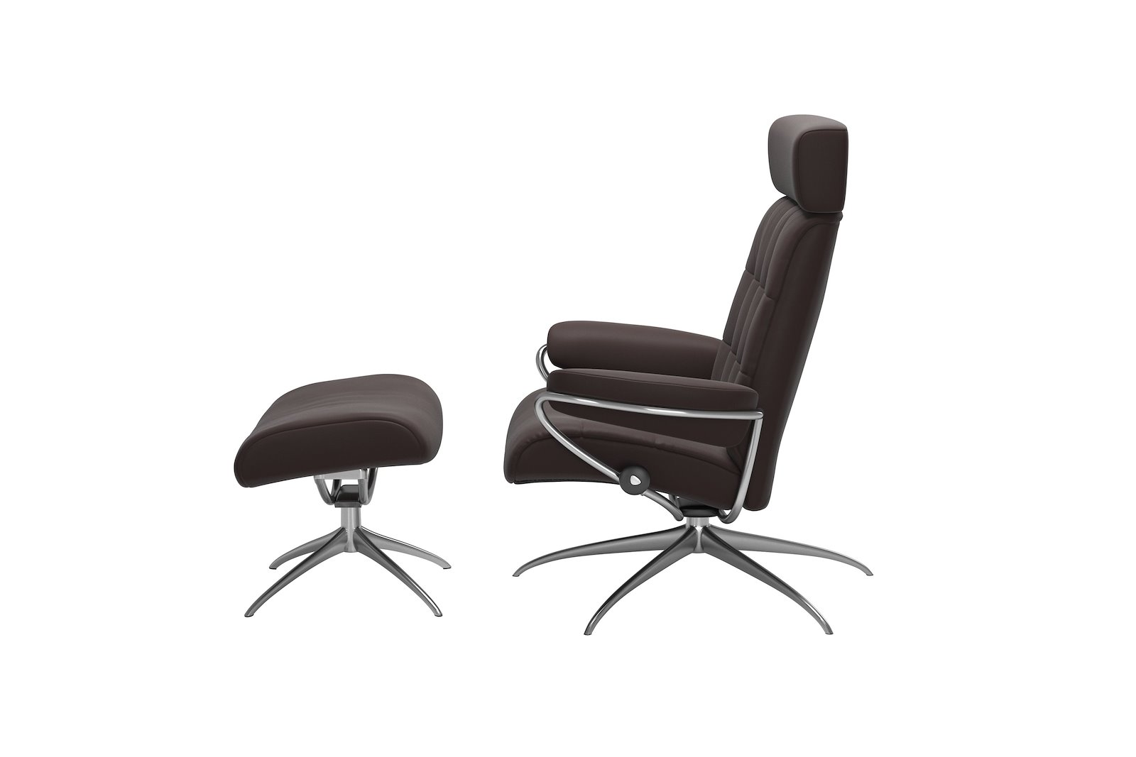 London lenestol m/krakk Hud Paloma Chocolate - Star - Chrome