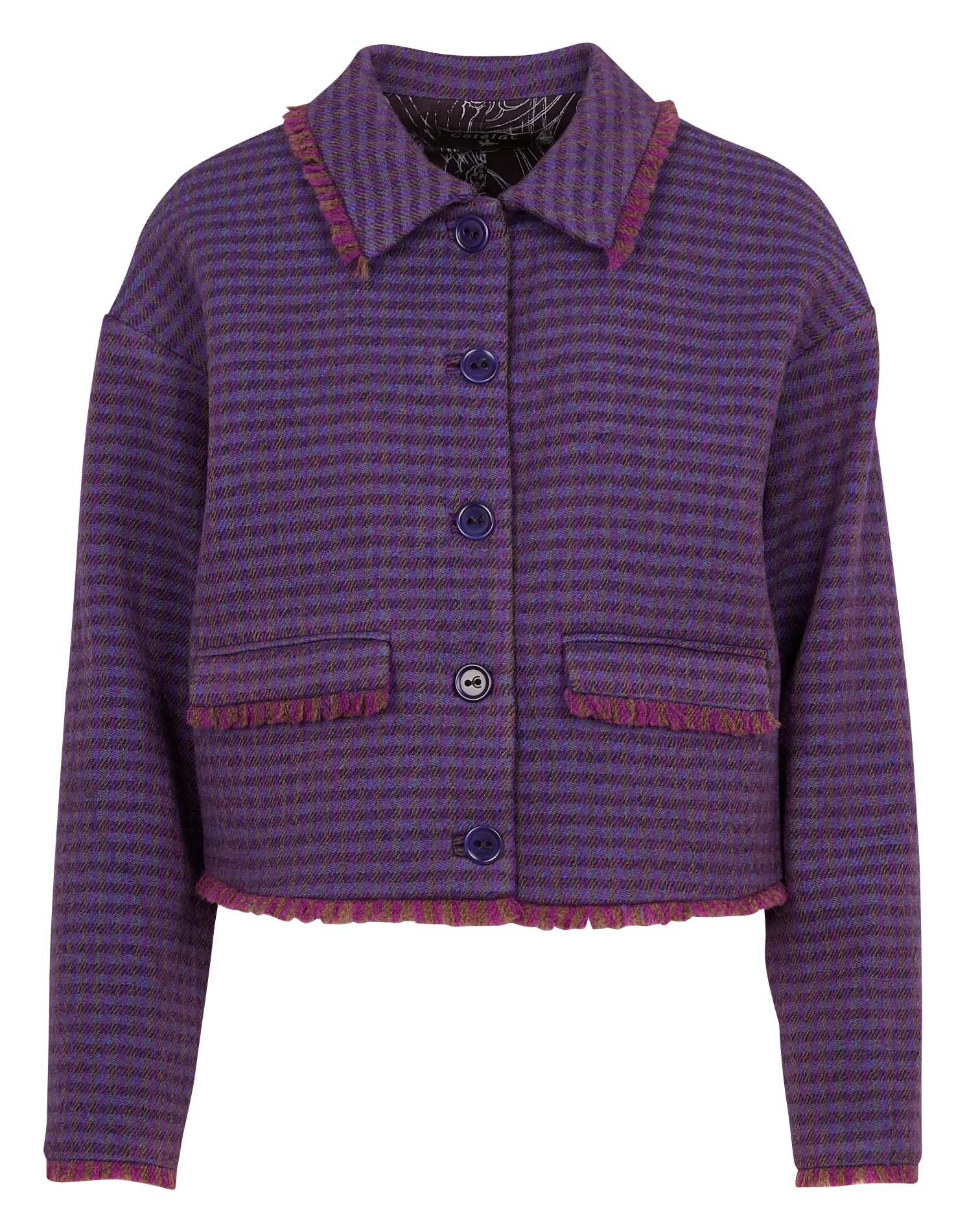 Veste courte imprimée en laine| Violet