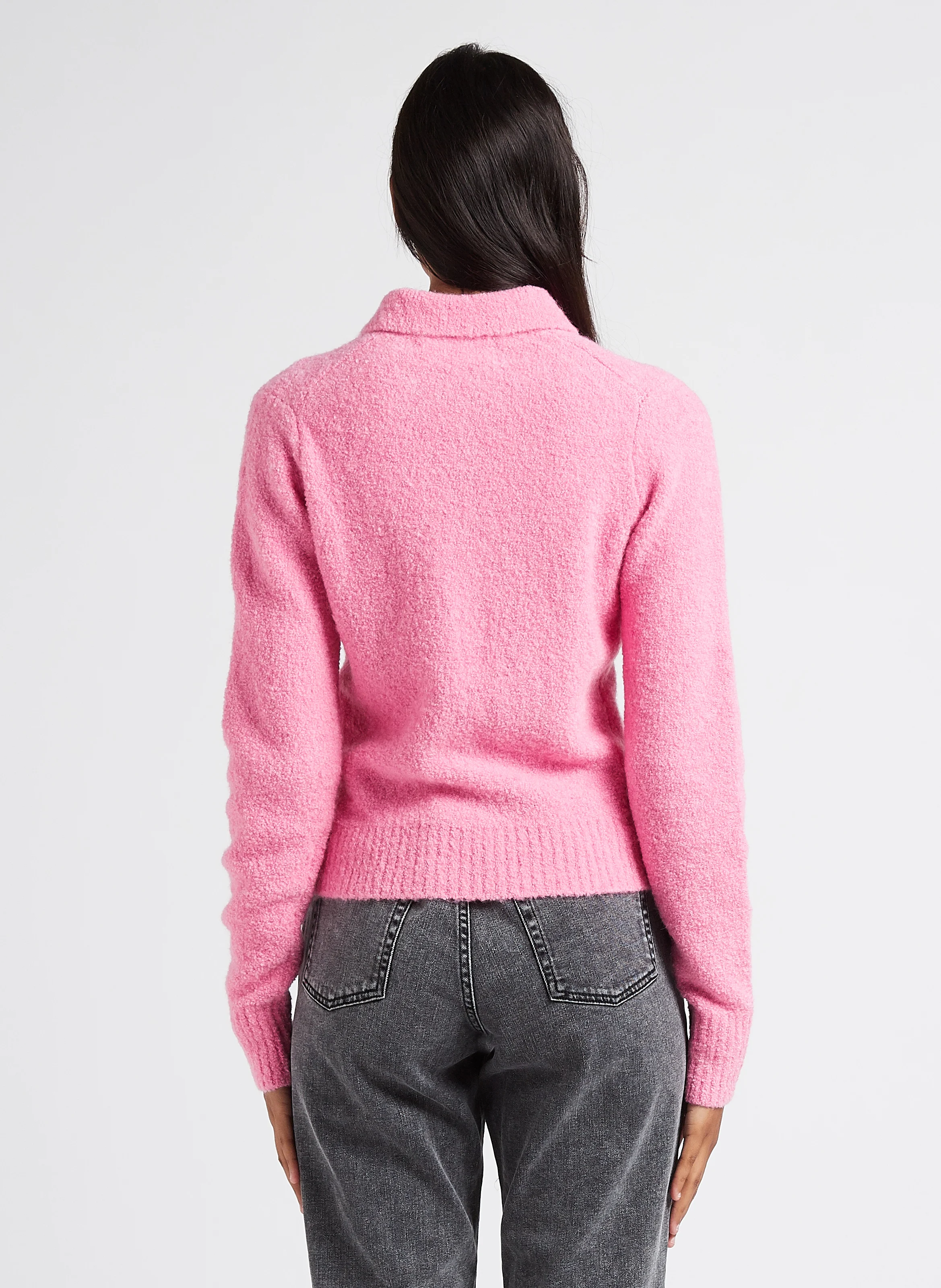 Jessi - Pull col polo en Alpaga mélangé| Rose