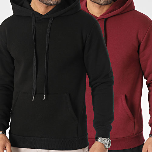 Lot De 2 Sweats Capuche 1070521 Noir Bordeaux