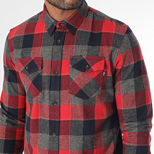 Chemise Manches Longues A Carreaux SIL417 Rouge Bleu Marine Gris Chiné