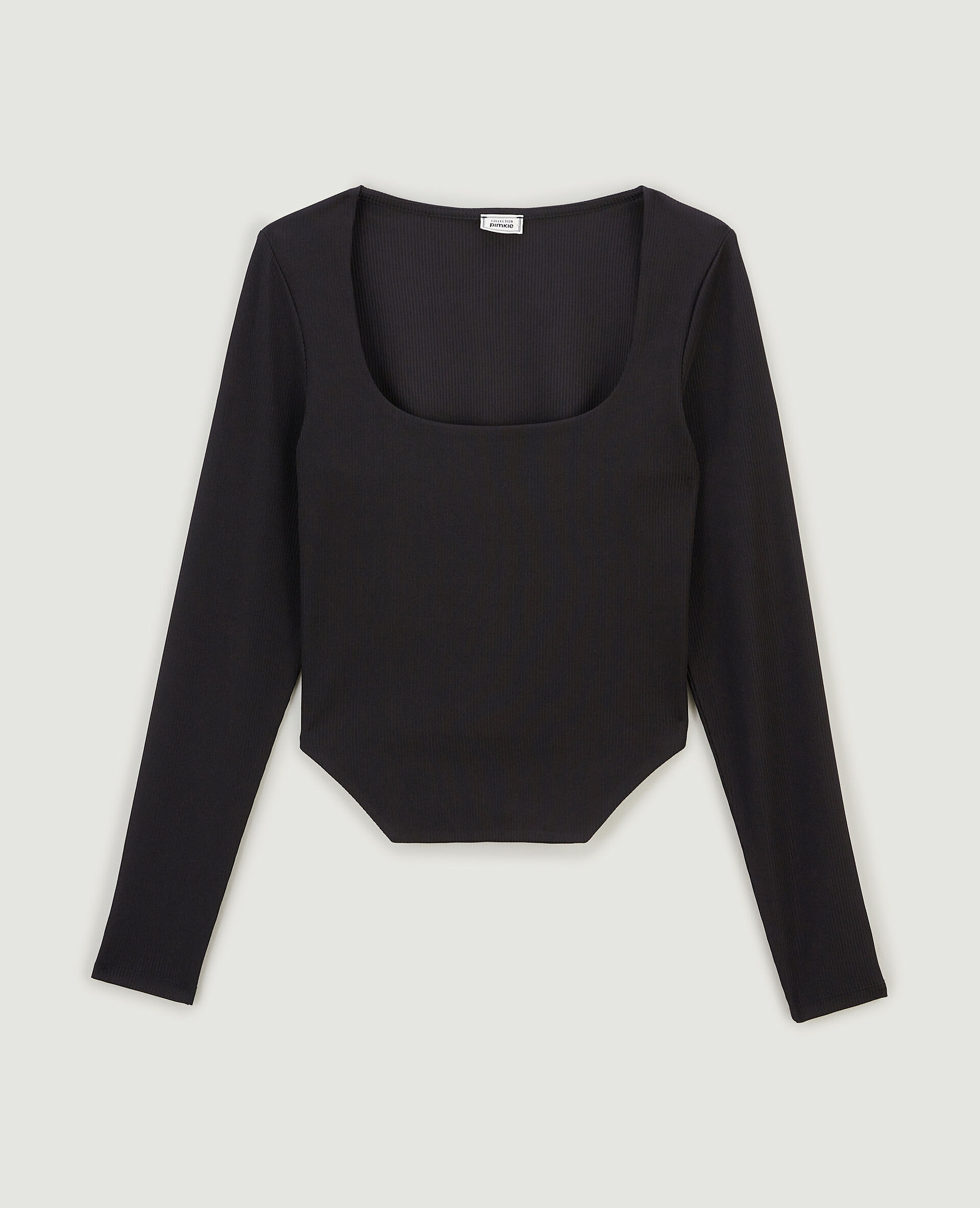 Top encolure carrée effet corset - Noir