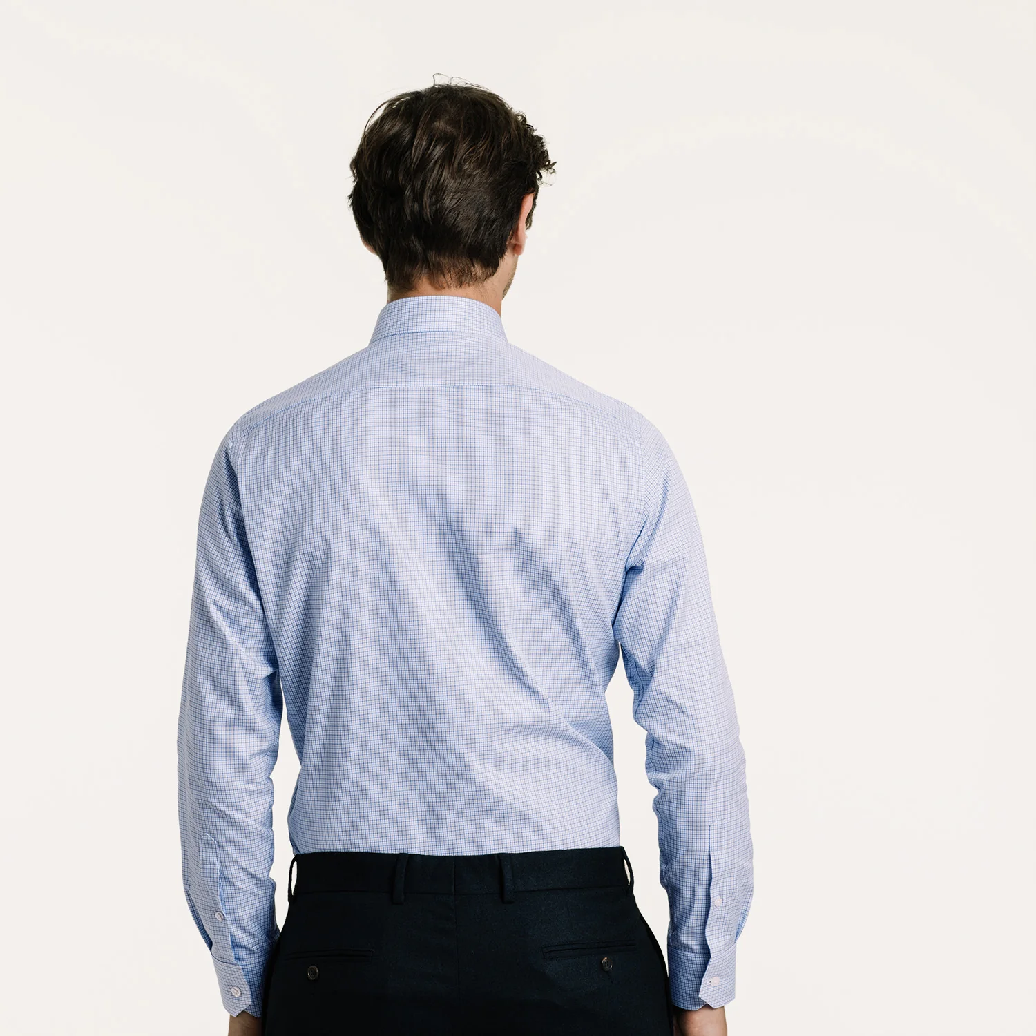 Double-twisted twill shirt with blue checks