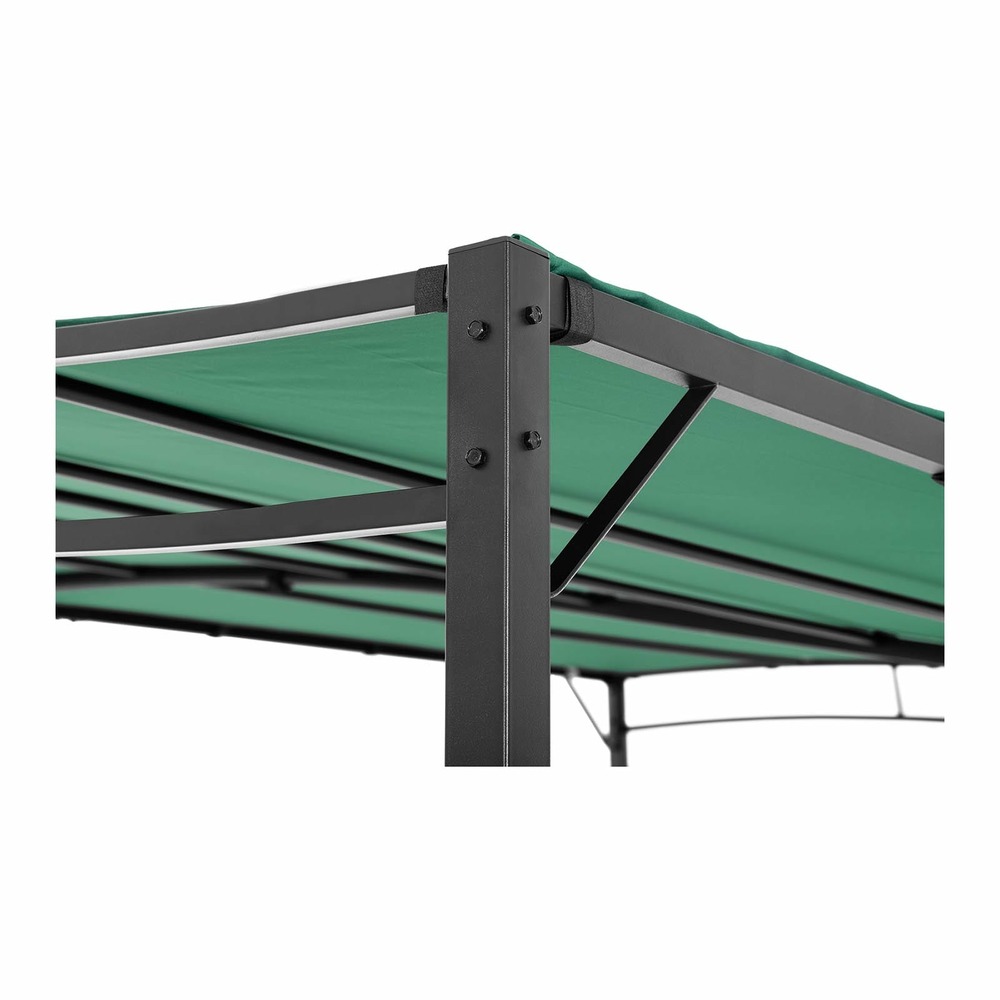 Pergola pavillon barnum tonnelle tente abri gazebo de jardin terrasse beige inclinée 3 x 4 m vert foncé