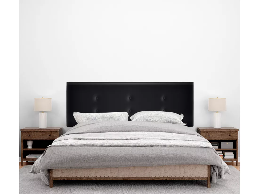 DHOME Tête de lit similicuir avec 2 rangées de boutons 145x50cm Lits 135/140 - Noir