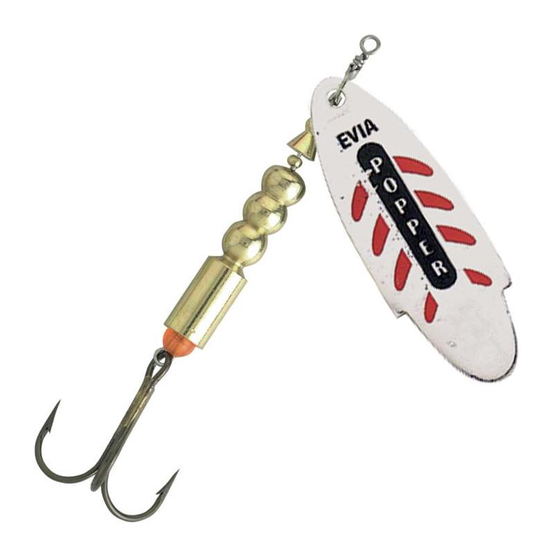 Cuiller Tournante Evia Popper Mod 15 - Argent/Rouge