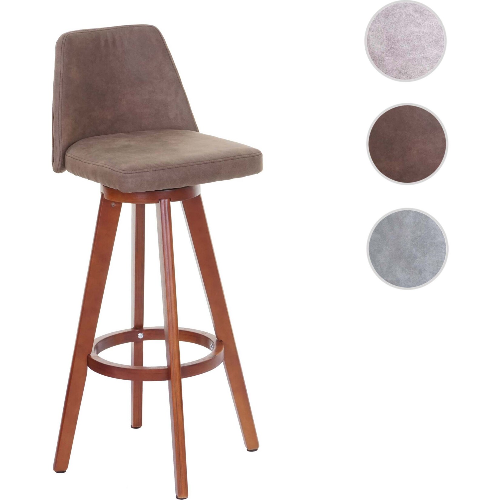 Barhocker MCW-C43, Barstuhl Tresenhocker, Holz Textil drehbar ~ Vintage braun, helle Beine