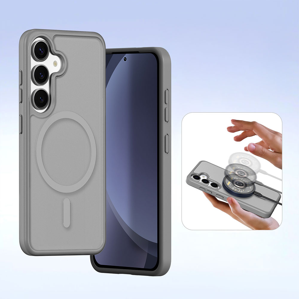 Samsung Galaxy S25  Plus Leder Tasche mit Kartenfächer   Münzfach   Magnetische Schutzhülle - Grau