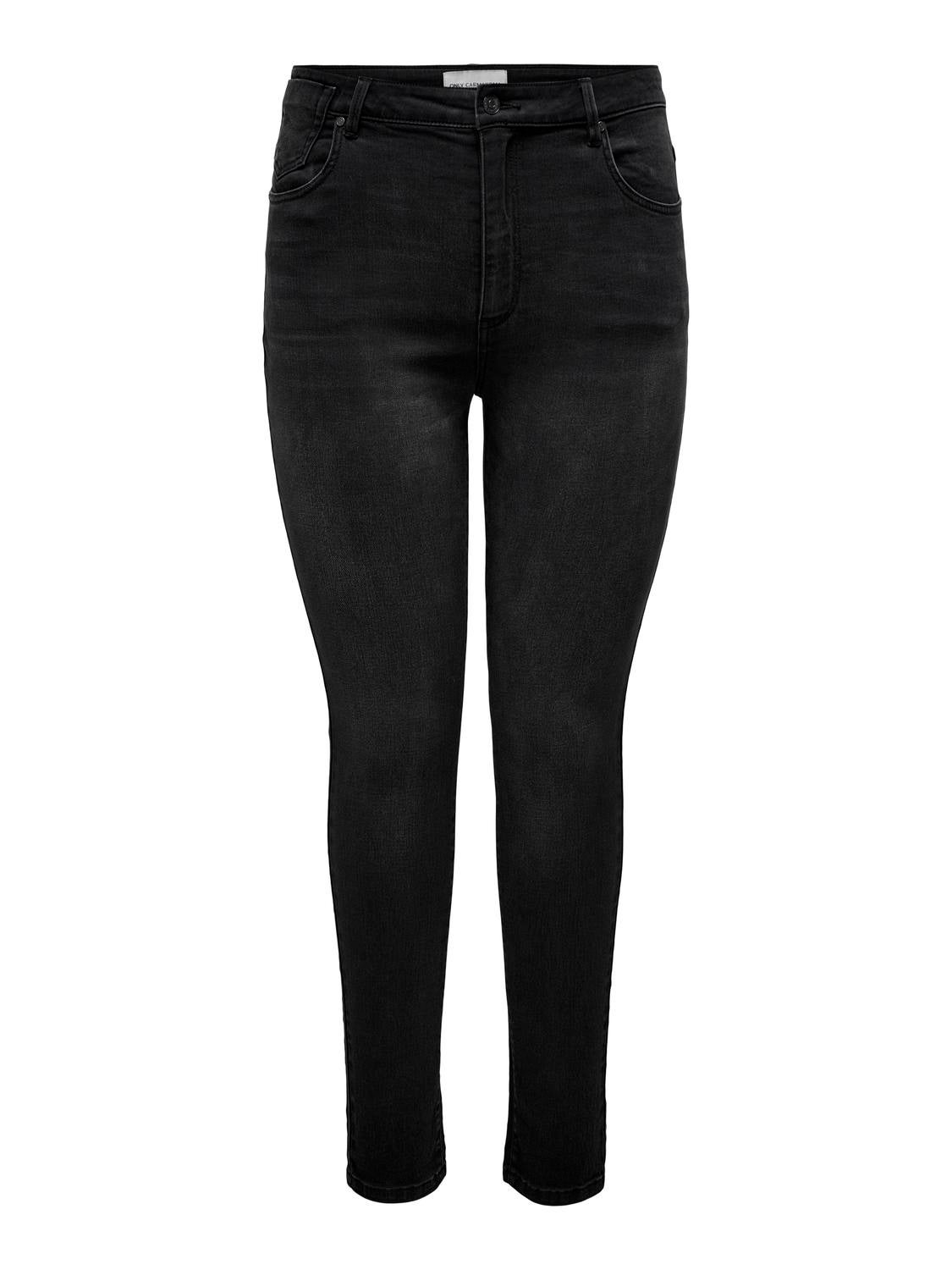 CARFOREVER Hohe Taille Skinny Fit Jeans Black Denim