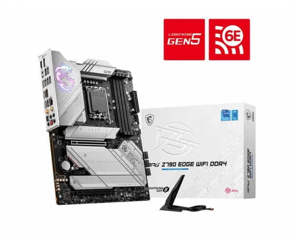 [OUTLET] - MSI MPG Z790 Edge WIFI DDR4 - Bundkort - ATX - LGA1700 sokkel - Z790 Chipset - USB 3.2 Gen 1, USB 3.2 Gen 2, USB-C 3.2 Gen2, USB-C 3.2 Gen 2x2 - 2.5 Gigabit LAN, Bluetooth, Wi-Fi - onboard grafik (CPU påkrævet) - HD Audio (8-kanaler)