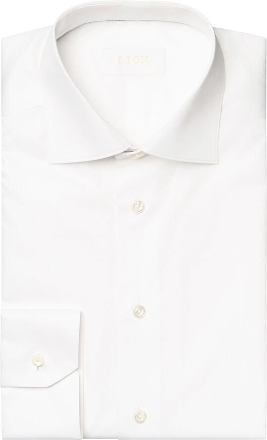 ETON Contemporary Fit White Solid Elevated Twill Shirt Hvid