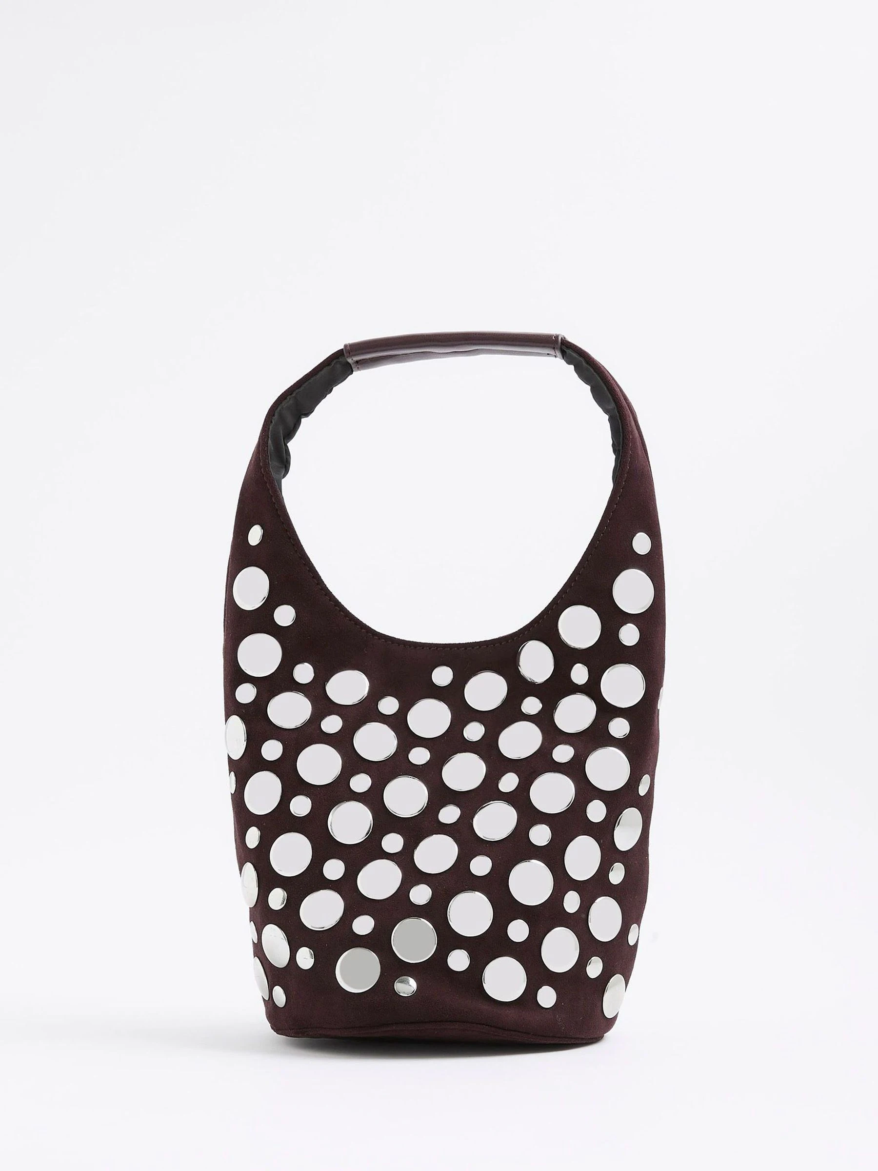River Island Studded Suedette Bucket Bag