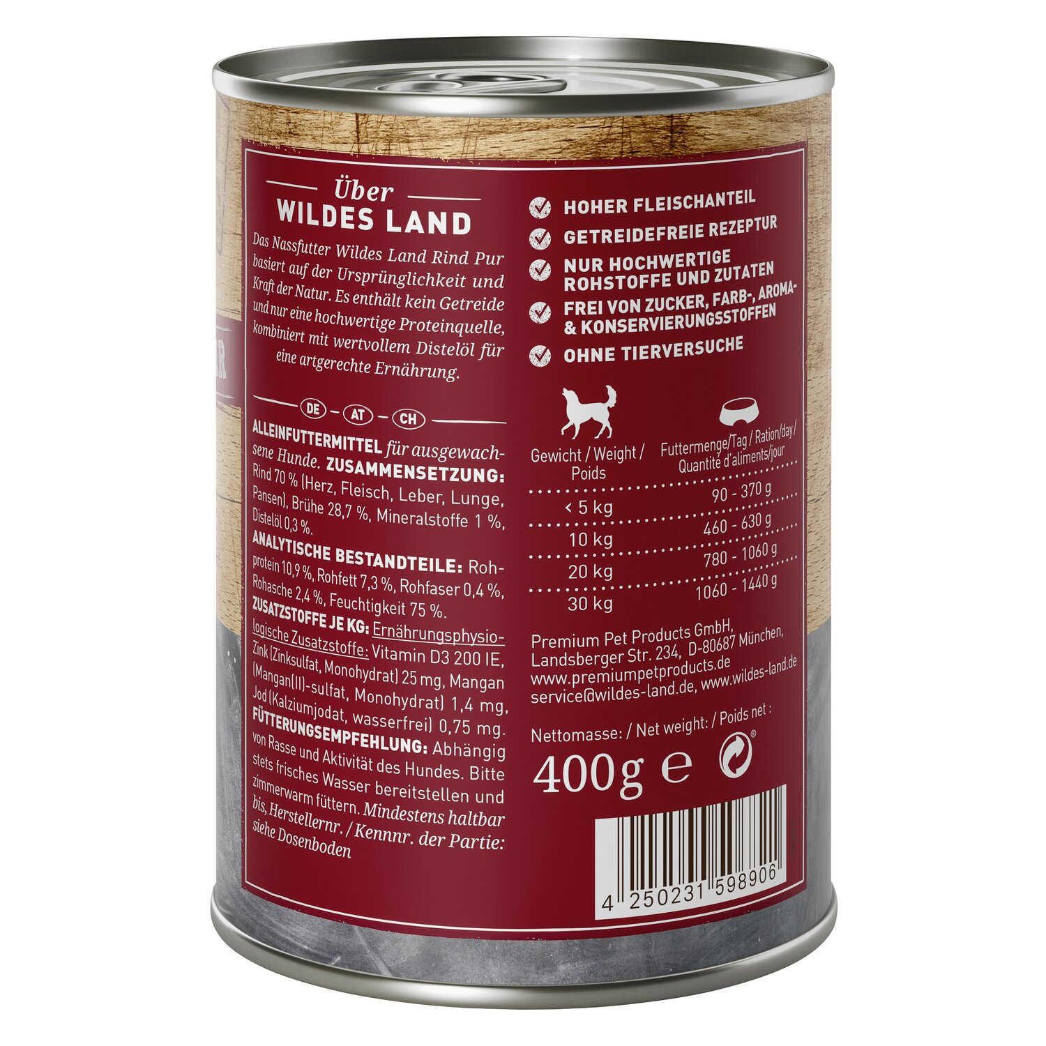 WILDES LAND Nassfutter PUR Adult  - Wild