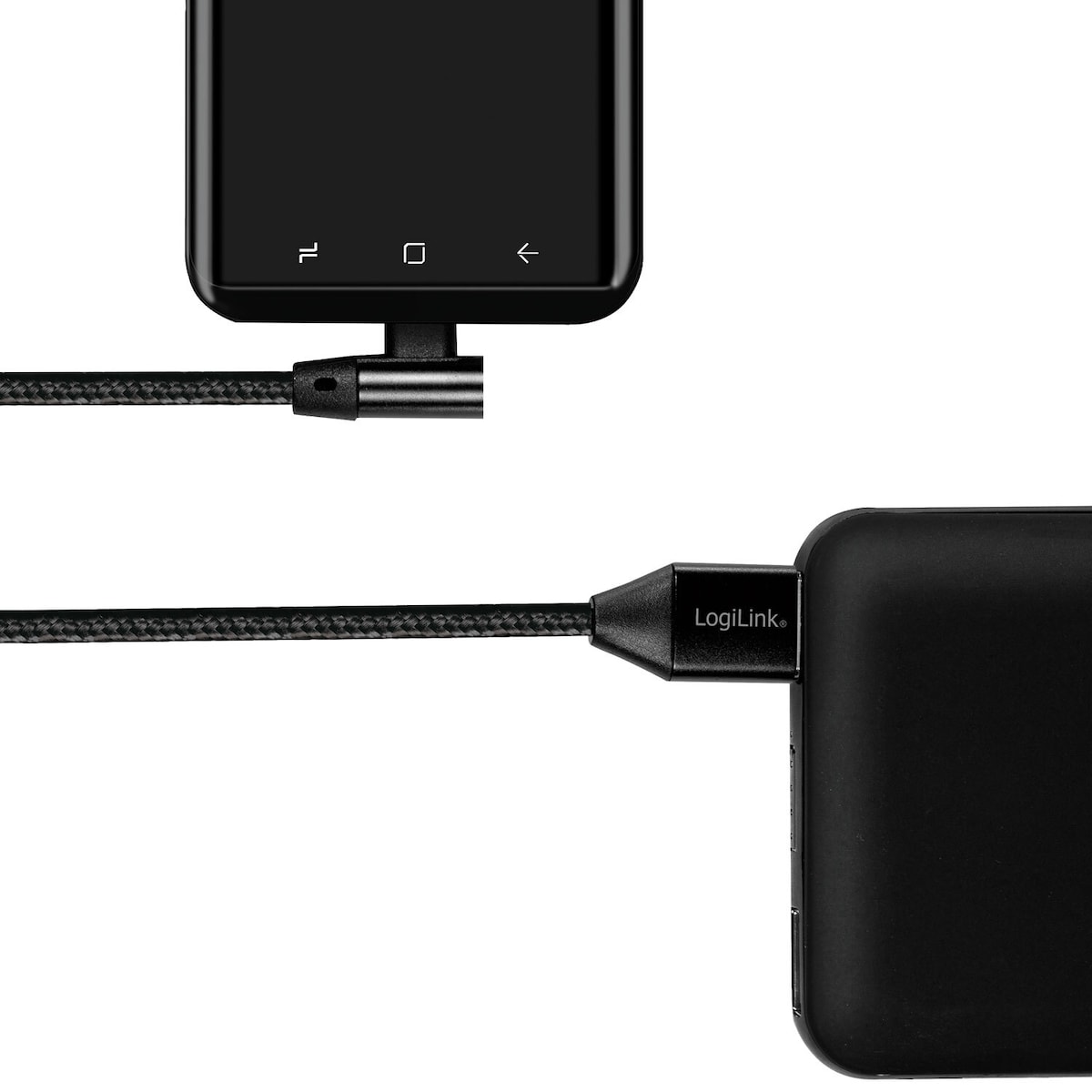 Vinklad USB-C-kabel USB 2.0 Max 3A 0,3m