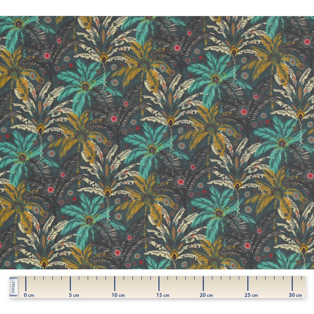Tissu Enduit Au Mètre Palmia Emeraude