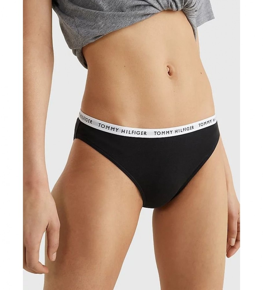 Cuecas Tommy Hilfiger com logo, pacote com 3 unidades, pretas
