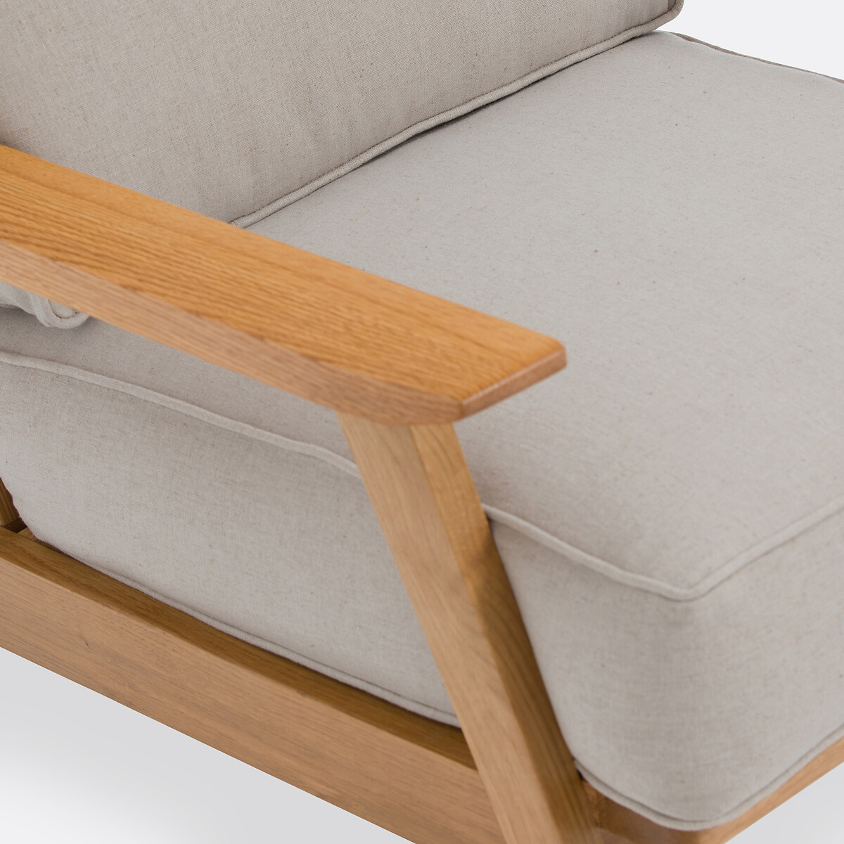 LA REDOUTE INTERIEURS<br>Poltrona vintage em carvalho e algodão/linho, Linna