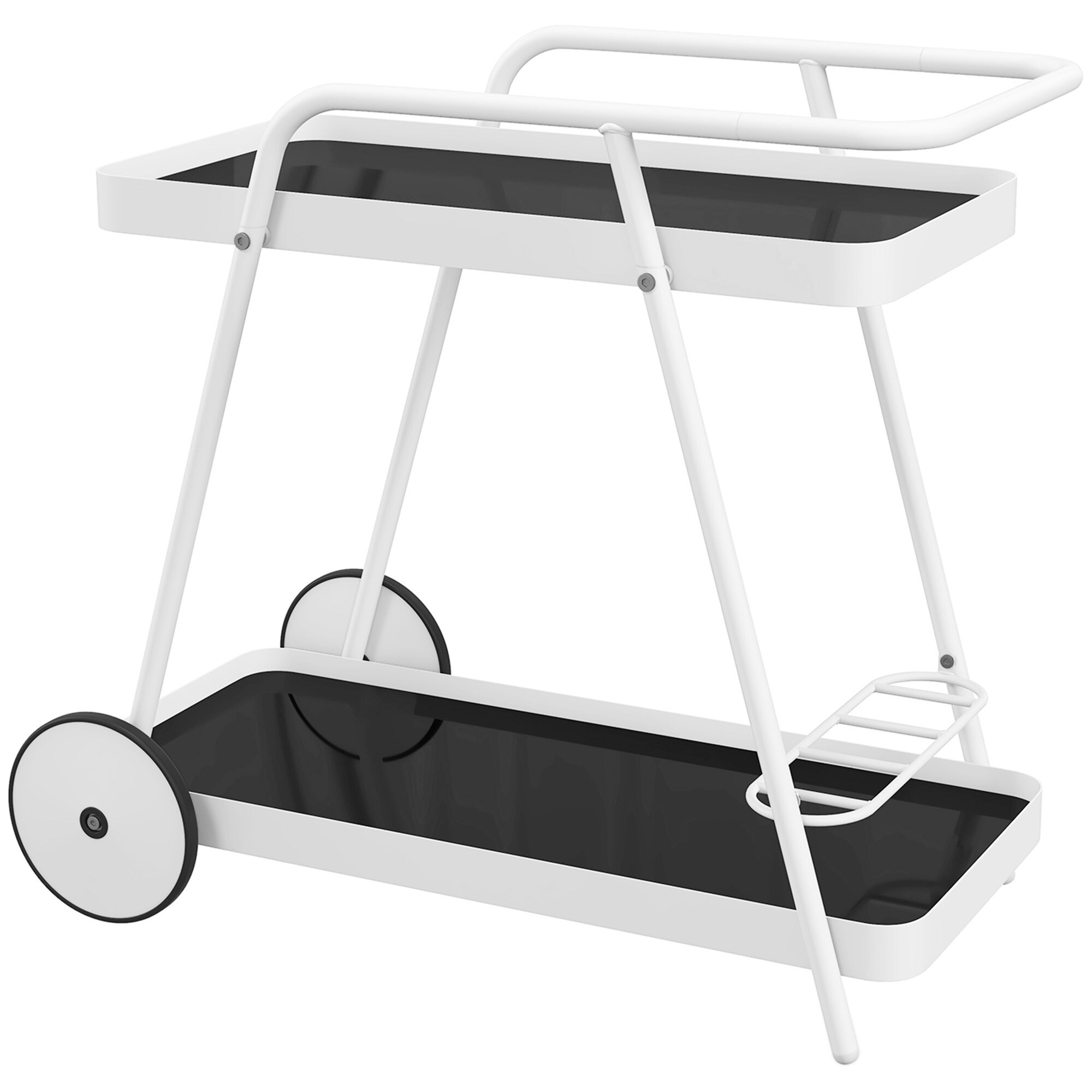 Outsunny Gartenwagen mit 2 Ebenen, Griff und Rollen schwarz, weiß 86,5L x 51B x 78H cm