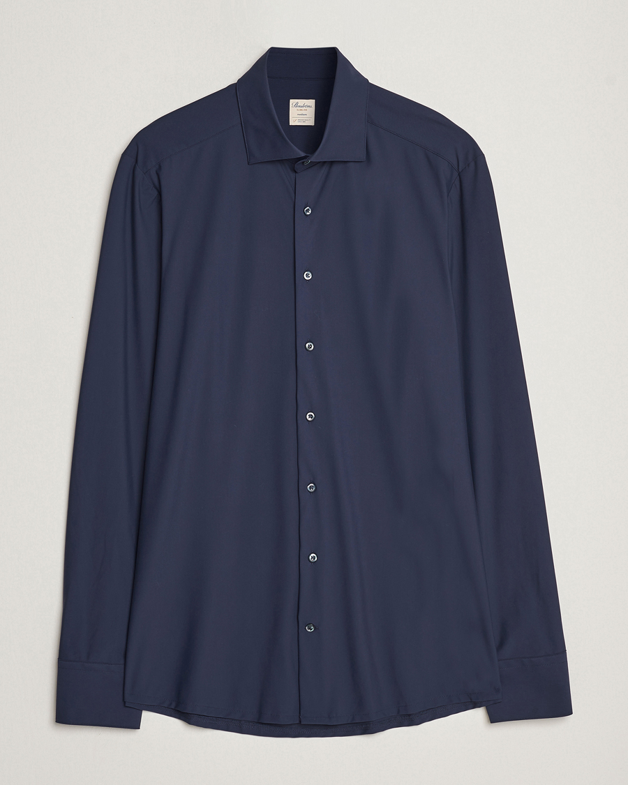 Stenströms Slimline Cut Away 4-Way Stretch Shirt Navy
