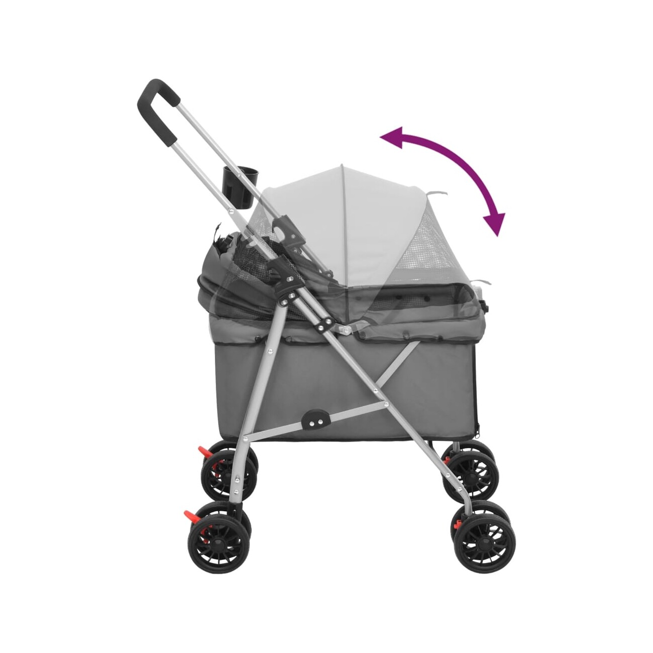 VidaXL Hundewagen - Faltbar (76x50x100) grau