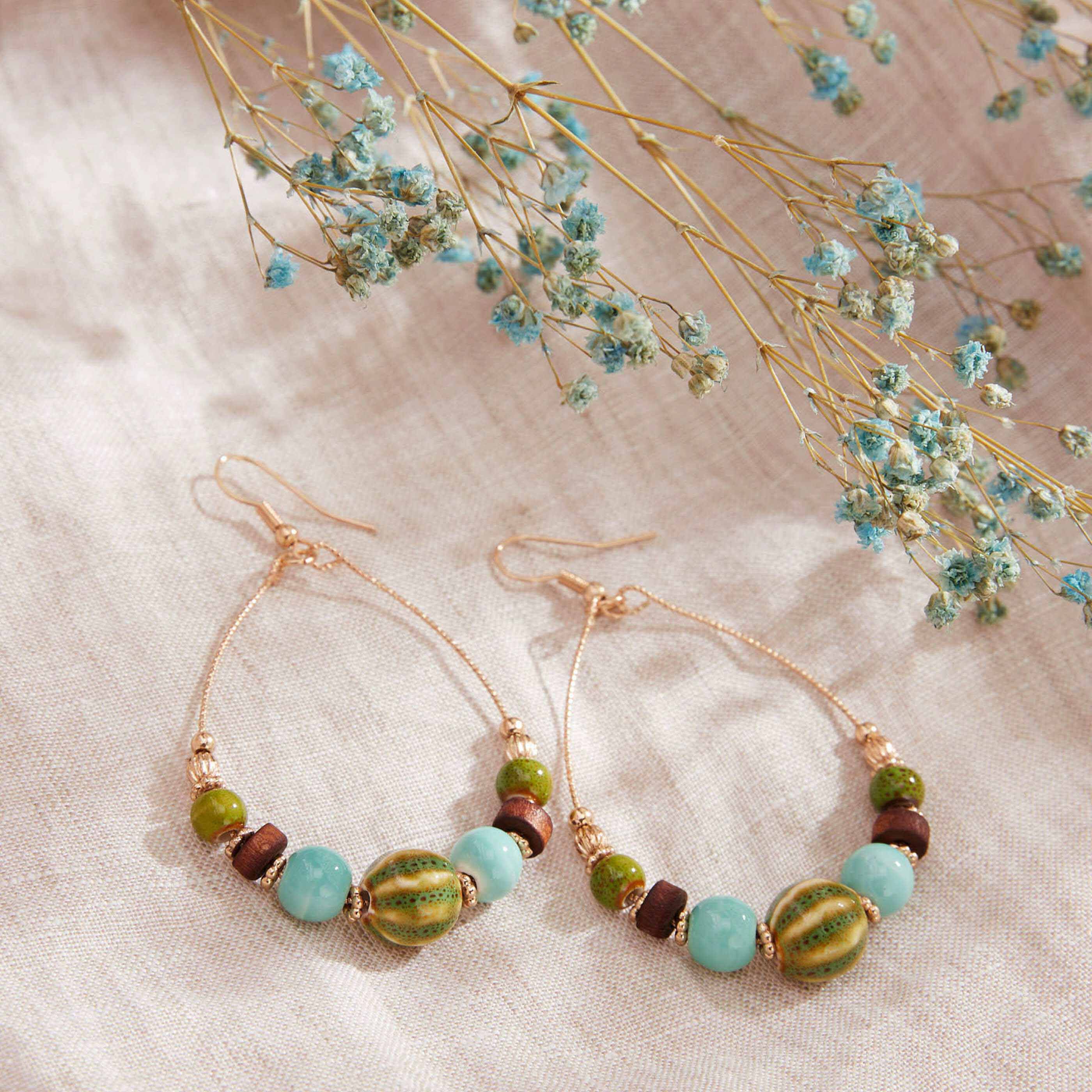 Boucles d'oreilles perles céramique - BIJOUX