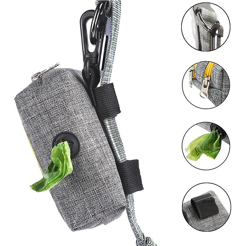 (12x6cm) 2in1 Hundekot Beutel Müllsackhalterung Futter Spender Leckerli Tasche - Grau