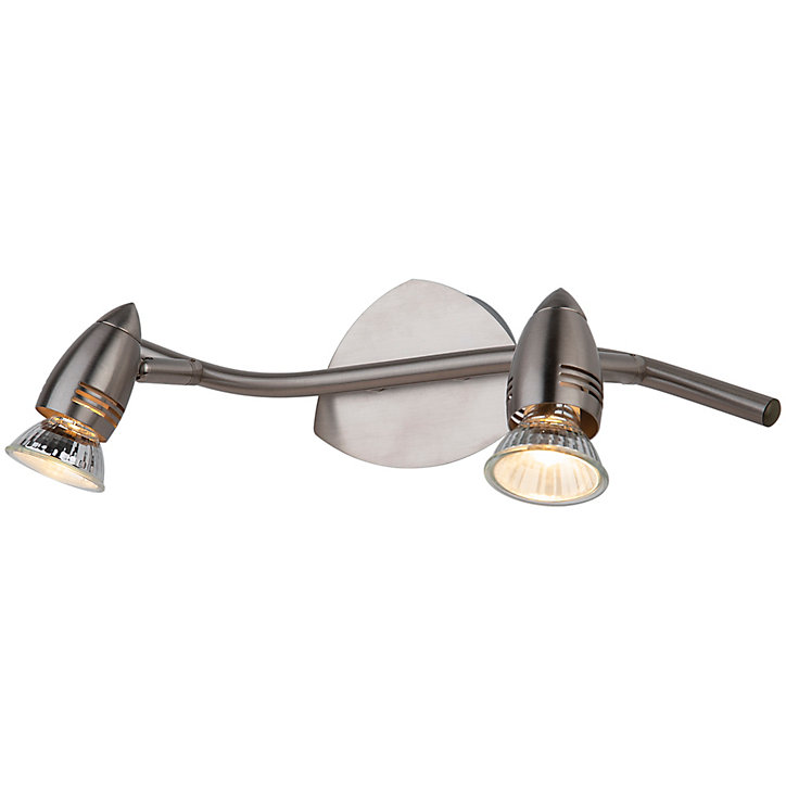 Réglette spot 2 lumières GU10 7W GoodHome Aspis nickel satiné L.39 x L.9 x H.16 cm