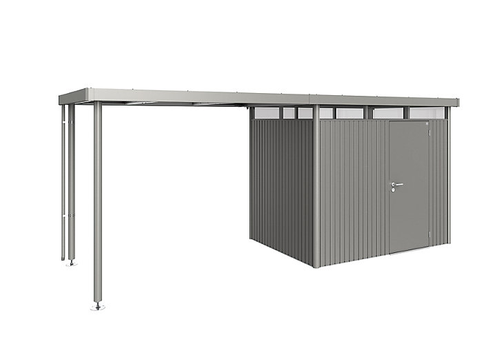 Auvent taille L Biohort en métal coloris gris quartz métallique pour abris de jardin série HighLine H2