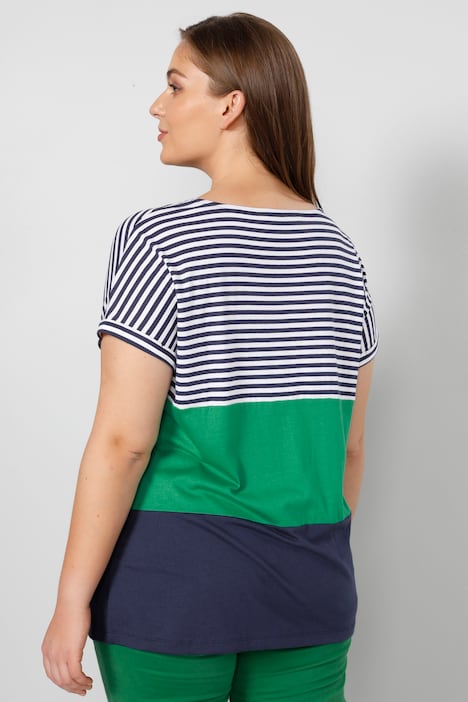 T-Shirt, oversized, Ringel, Rundhals