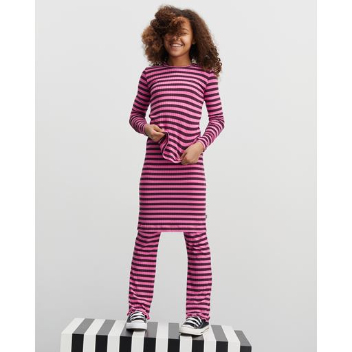 Mads Nørgaard 5x5 Classic Stripe Lala Leggings, Plum Perfect/Carmine Rose, 12 år
