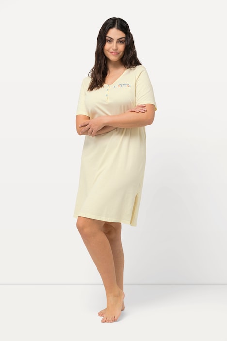 Bigshirts, 2er-Pack, Pfirsich, Rundhals/ Henley, Halbarm