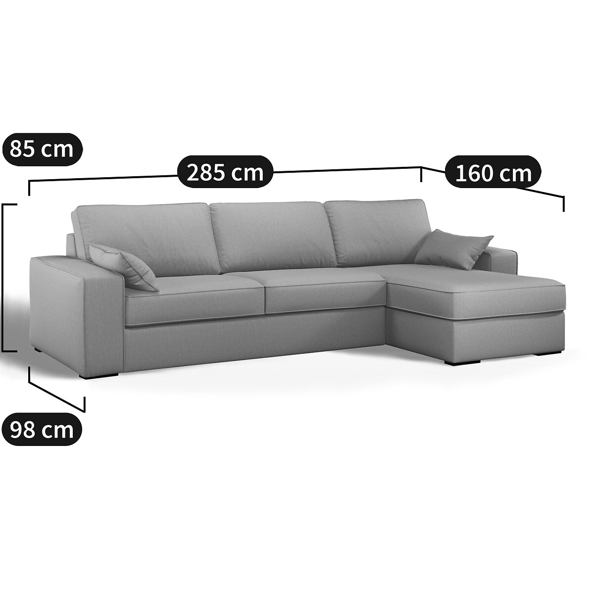 LA REDOUTE INTERIORS<br>Sofá-cama de canto em tecido texturizado, espuma, Cecilia