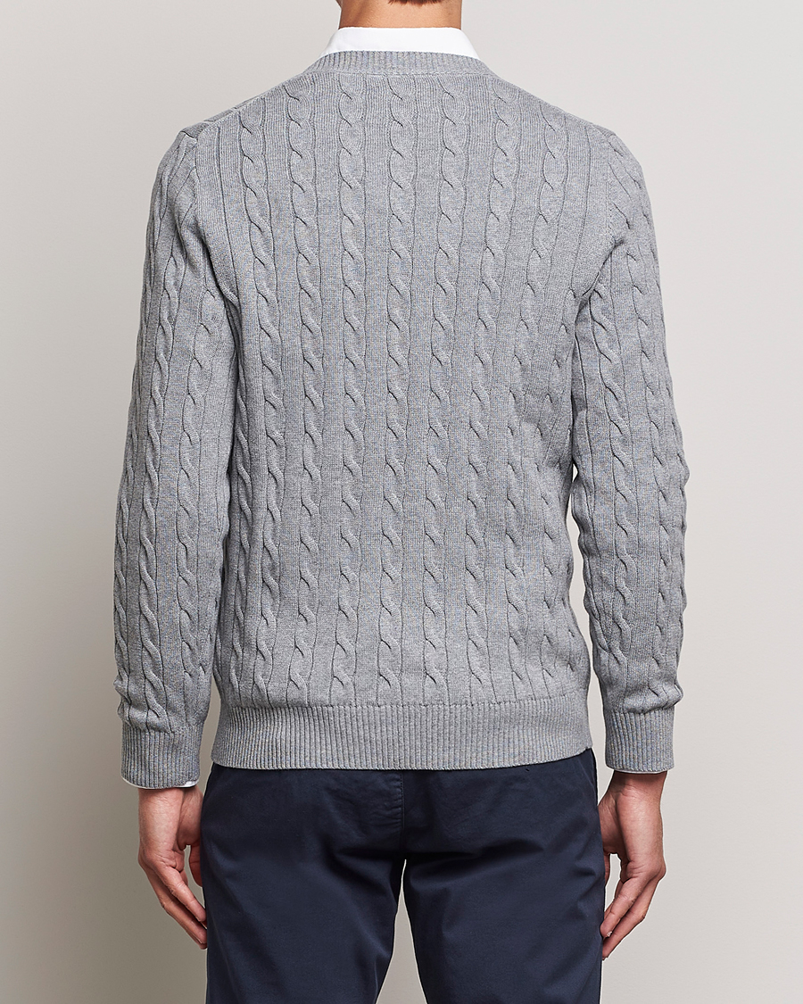 GANT Cotton Cable Crew Neck Grey Melange