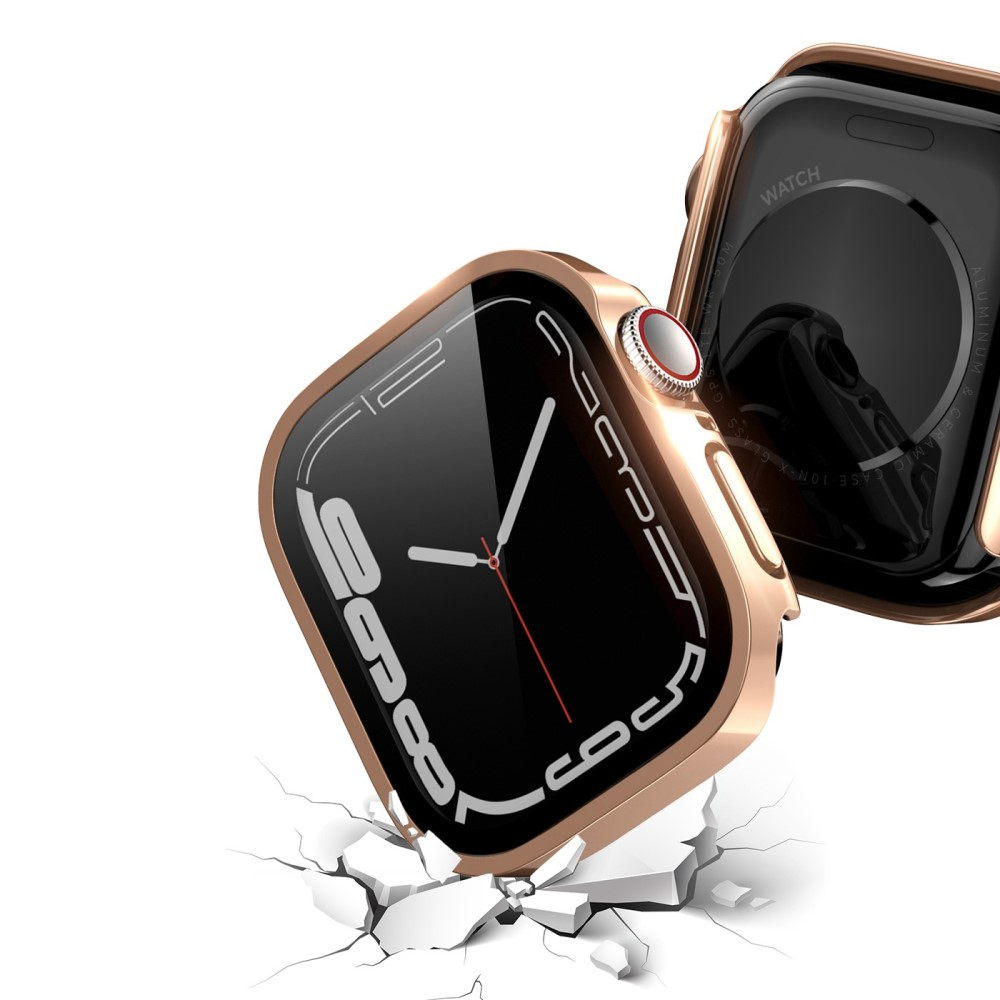Apple Watch (40mm) Hardcase Bumper Hülle mit Galvanisiertem Rahmen   Display Schutzglas - Roségold